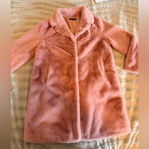 Pink faux fur coat
